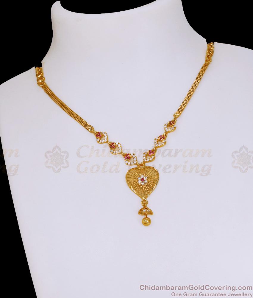 Party Wear Ad Stone Heart Shaped Gold Plated Necklace Online NCKN4055