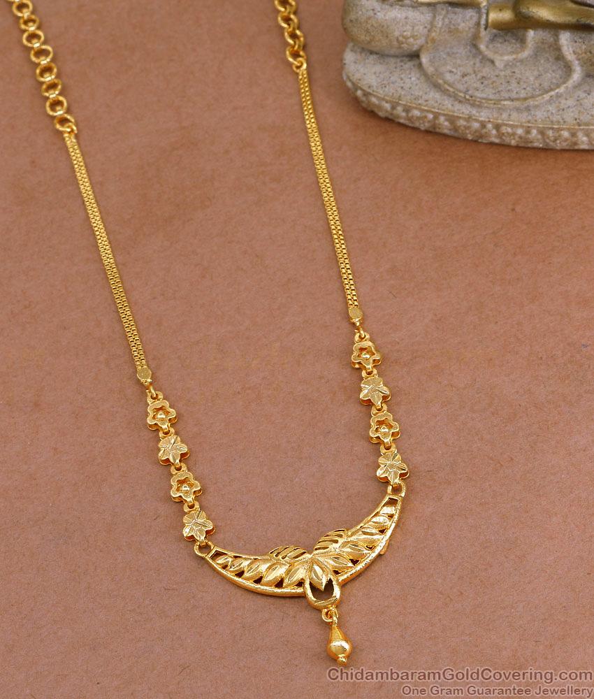 Latest Matt Finish Gold Imitation Long Necklace Without Stone NCKN4058