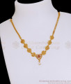 Stylish Heart Design Gold Imitation Necklace With Ruby White Stone NCKN4059