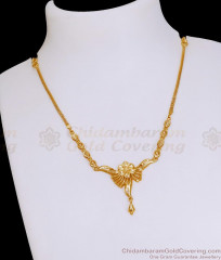 Elegant Pure Gold Tone Floral Necklace Arabic Wedding Jewelry NCKN4060