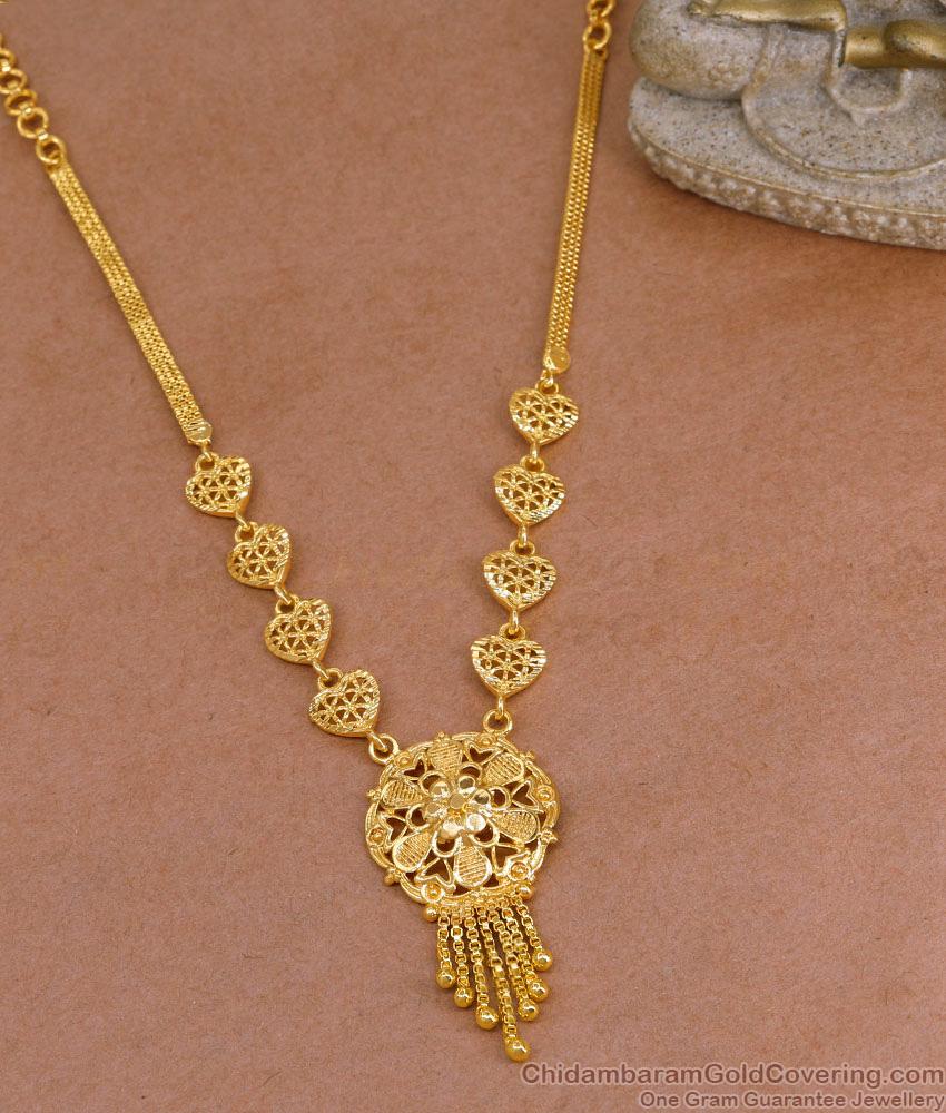 Classic Micro Gold Plated Heart Shaped Necklace Design Online NCKN4061