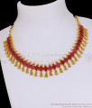 Glittering Ruby Stone Gold Imitation Necklace Design For Bridal Wear NCKN4067
