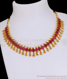 Glittering Ruby Stone Gold Imitation Necklace Design For Bridal Wear NCKN4067 Glittering Ruby Stone Gold Imitation Necklace Design For Bridal Wear NCKN4067
