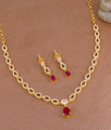 Buy Ad Stone Gold Finish Necklace Ruby Stone Design For Women NCKN4070