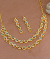 New Arrival Double Layer Diamond Necklace With Blue Gemstone Online NCKN4071