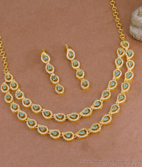 New Arrival Double Layer Diamond Necklace With Blue Gemstone Online NCKN4071 New Arrival Double Layer Diamond Necklace With Blue Gemstone Online NCKN4071
