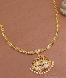 Latest Dual Swan Design Gold Imitation Necklace Pearl Jewelry NCKN4072