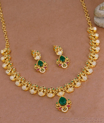 Pure Gold Tone Peacock Design Necklace Earring Combo Design Online NCKN4074