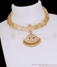 Full White Stone Bridal Impon Choker Necklace Five Metal Jewelry NCKN4075 Full White Stone Bridal Impon Choker Necklace Five Metal Jewelry NCKN4075