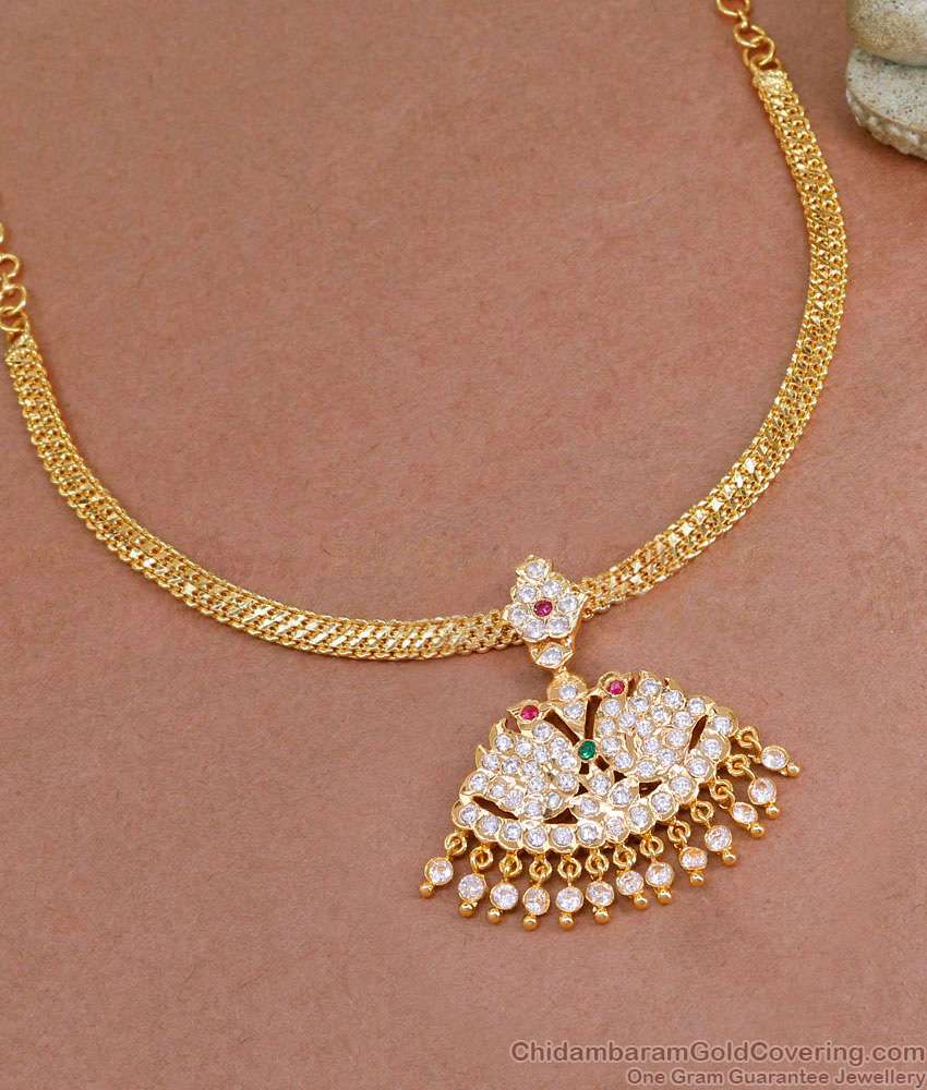 Beautiful Dual Swan Impon Necklace Multi Stone Design For Women NCKN4081 Beautiful Dual Swan Impon Necklace Multi Stone Design For Women NCKN4081