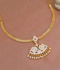 Beautiful Dual Swan Impon Necklace Multi Stone Design For Women NCKN4081 Beautiful Dual Swan Impon Necklace Multi Stone Design For Women NCKN4081