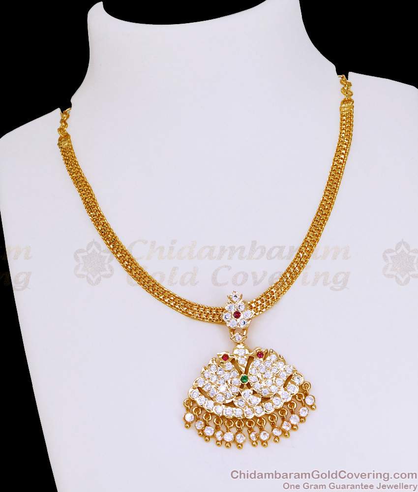 Beautiful Dual Swan Impon Necklace Multi Stone Design For Women NCKN4081