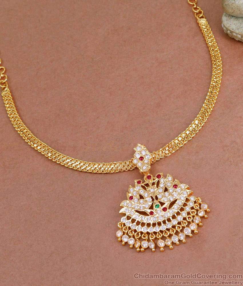 Premium Quality Five Metal Gati Stone Necklace Swan Design Bridal Jewelry NCKN4082