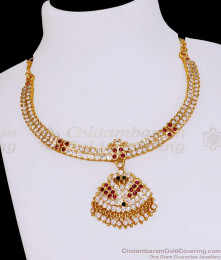 Bridal Wear Impon Gold Choker Necklace Swan Design With Gati Stone NCKN4090 Bridal Wear Impon Gold Choker Necklace Swan Design With Gati Stone NCKN4090