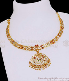 Premium Quality Gajalakshmi Design Five Metal Choker Necklace Bridal Jewelry NCKN4091 Premium Quality Gajalakshmi Design Five Metal Choker Necklace Bridal Jewelry NCKN4091