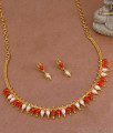 Elegant Light Weight Gold Plated Coral Necklace Pearl Bridal Set NCKN4094 Elegant Light Weight Gold Plated Coral Necklace Pearl Bridal Set NCKN4094