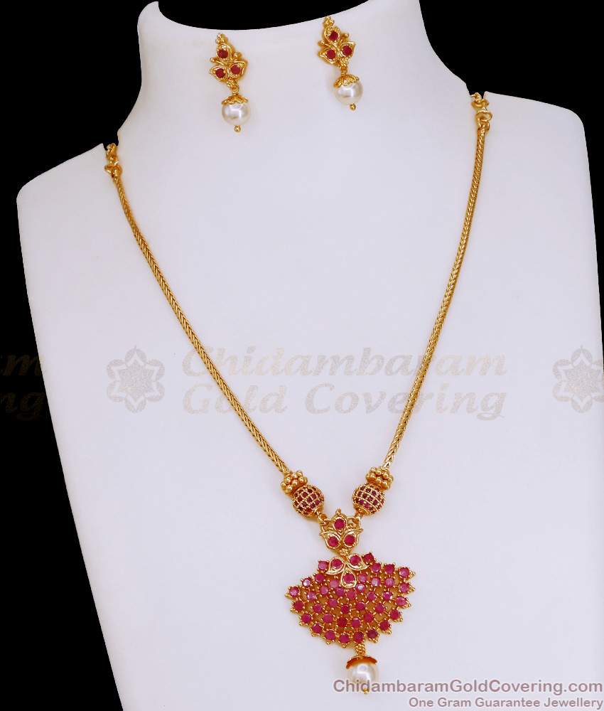 Beautiful Ruby Stone Gold Plated Necklace Earring Pearl Jewelry NCKN4098 Beautiful Ruby Stone Gold Plated Necklace Earring Pearl Jewelry NCKN4098