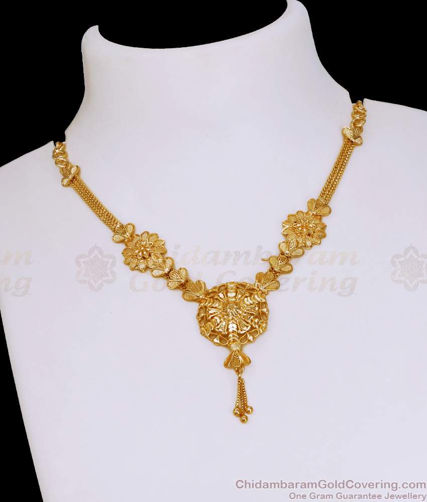 High Quality Micro Gold Plated Floral Design Bridal Necklace Online NCKN4103 High Quality Micro Gold Plated Floral Design Bridal Necklace Online NCKN4103
