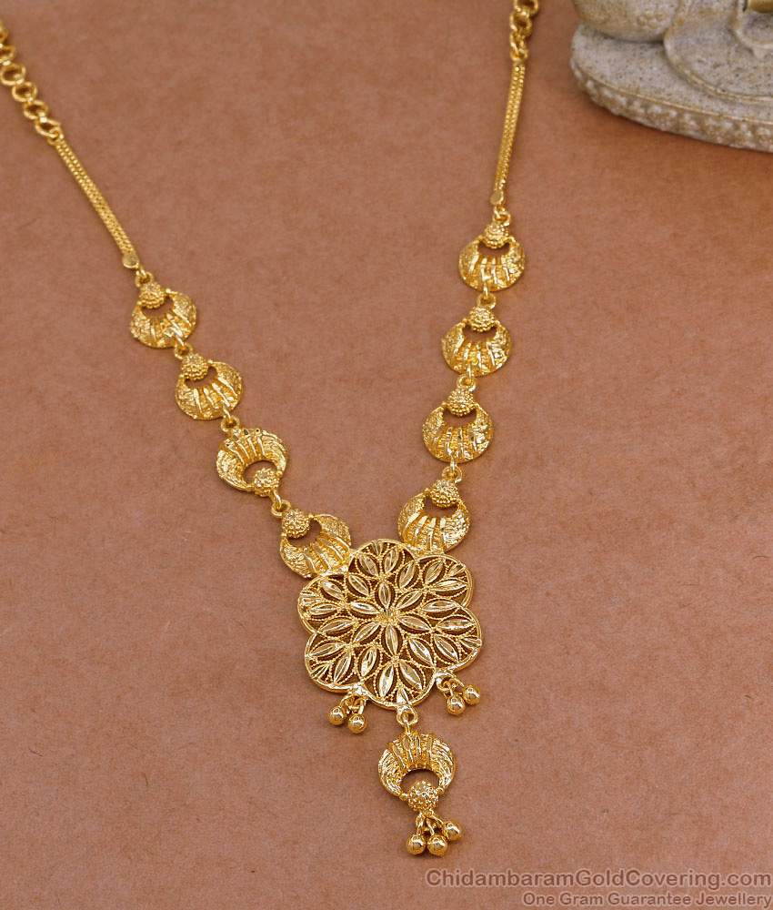 High Quality 1 Gram Gold Necklace Floral Design Without Stone NCKN4105 High Quality 1 Gram Gold Necklace Floral Design Without Stone NCKN4105