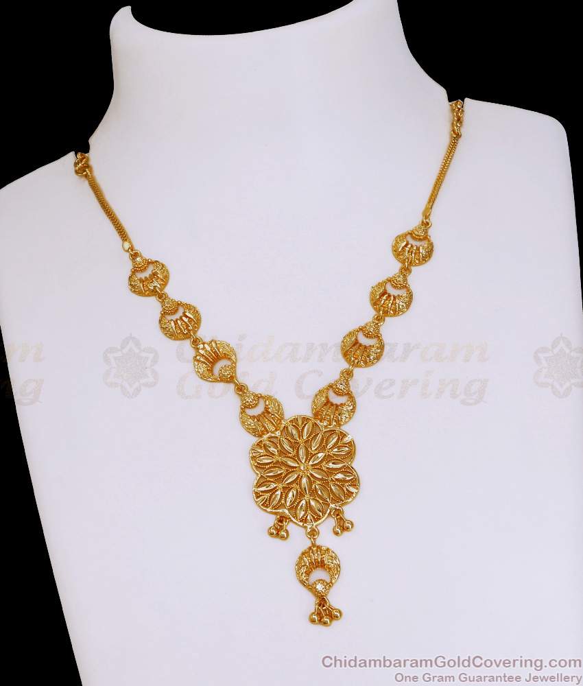 High Quality 1 Gram Gold Necklace Floral Design Without Stone NCKN4105 High Quality 1 Gram Gold Necklace Floral Design Without Stone NCKN4105
