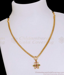 Light Weight Gold Imitation Small Floral Pendant Necklace With Stone NCKN4109