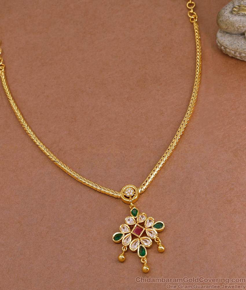 New Model Kemp Stone Pendant Gold Necklace Chain Design Online NCKN4114 New Model Kemp Stone Pendant Gold Necklace Chain Design Online NCKN4114