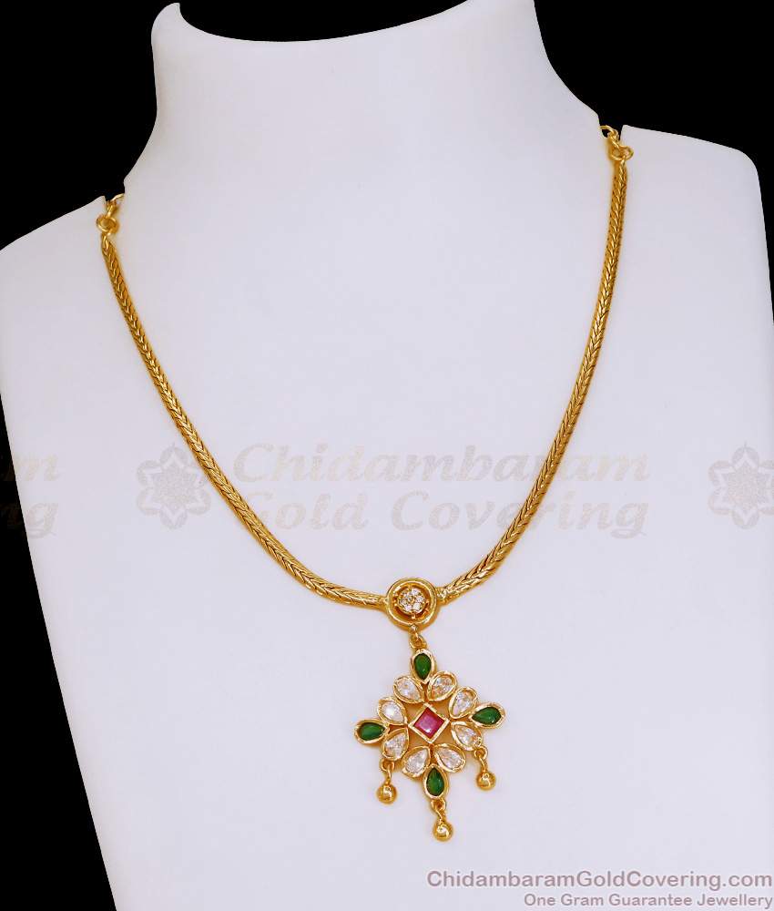 New Model Kemp Stone Pendant Gold Necklace Chain Design Online NCKN4114 New Model Kemp Stone Pendant Gold Necklace Chain Design Online NCKN4114