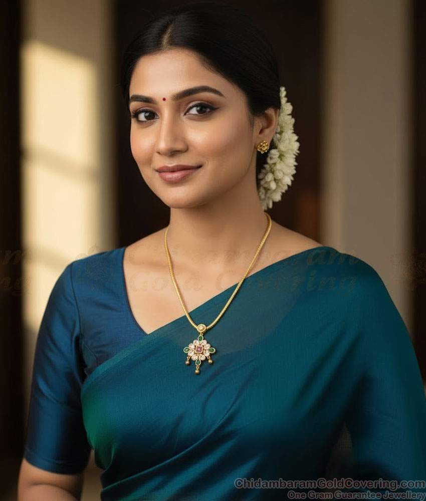 New Model Kemp Stone Pendant Gold Necklace Chain Design Online NCKN4114 New Model Kemp Stone Pendant Gold Necklace Chain Design Online NCKN4114