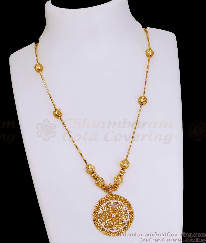 Latest Gold Plated White Stone Floral Necklace Dotted Balls Design NCKN4115 Latest Gold Plated White Stone Floral Necklace Dotted Balls Design NCKN4115