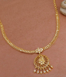 Real Gold Look Heart Shaped Necklace Ruby White Peacock Design NCKN4118 Real Gold Look Heart Shaped Necklace Ruby White Peacock Design NCKN4118