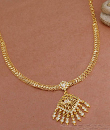 New Model Full White Stone Peacock Necklace Gold Attigai Necklace NCKN4120 New Model Full White Stone Peacock Necklace Gold Attigai Necklace NCKN4120