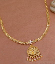 Beautiful Ruby White Stone Micro Gold Plated Necklace Peacock Design NCKN4122 Beautiful Ruby White Stone Micro Gold Plated Necklace Peacock Design NCKN4122