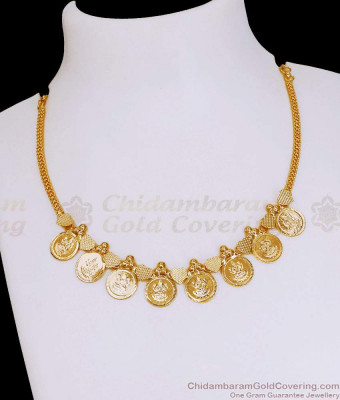 High Quality Gold Imitation Lakshmi Coin Necklace Design Shop Online NCKN4127