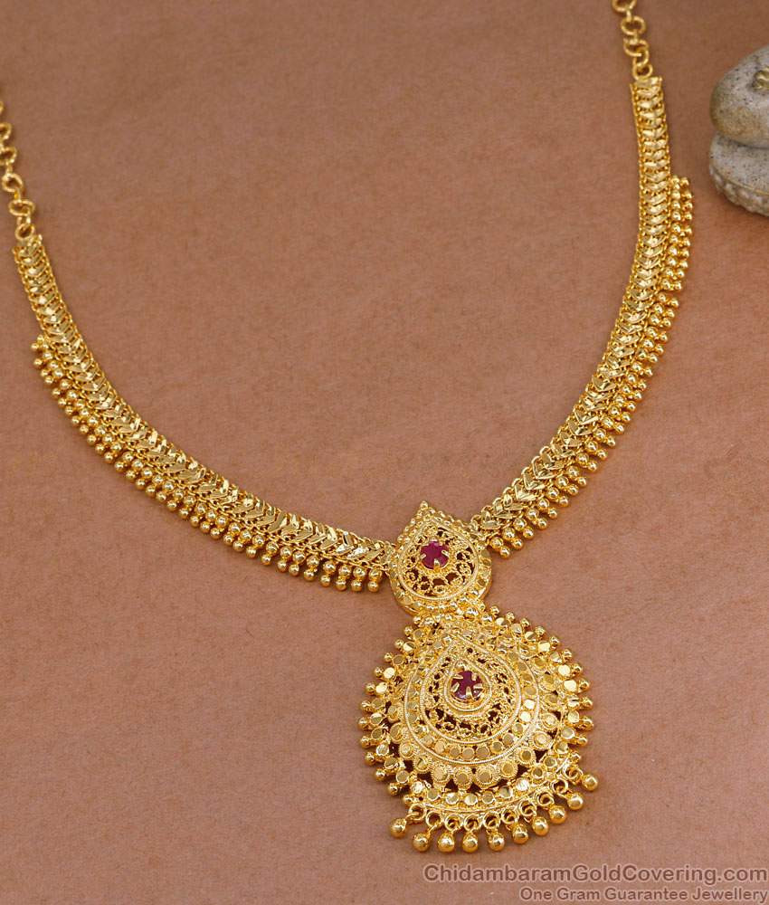 Buy One Gram Gold Ruby Stone Necklace Women Wedding Collection NCKN4129 Buy One Gram Gold Ruby Stone Necklace Women Wedding Collection NCKN4129
