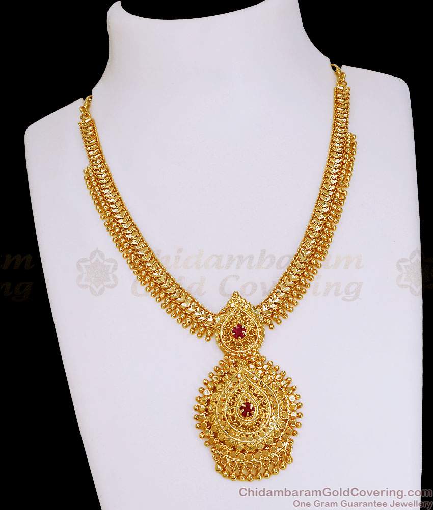 Buy One Gram Gold Ruby Stone Necklace Women Wedding Collection NCKN4129 Buy One Gram Gold Ruby Stone Necklace Women Wedding Collection NCKN4129