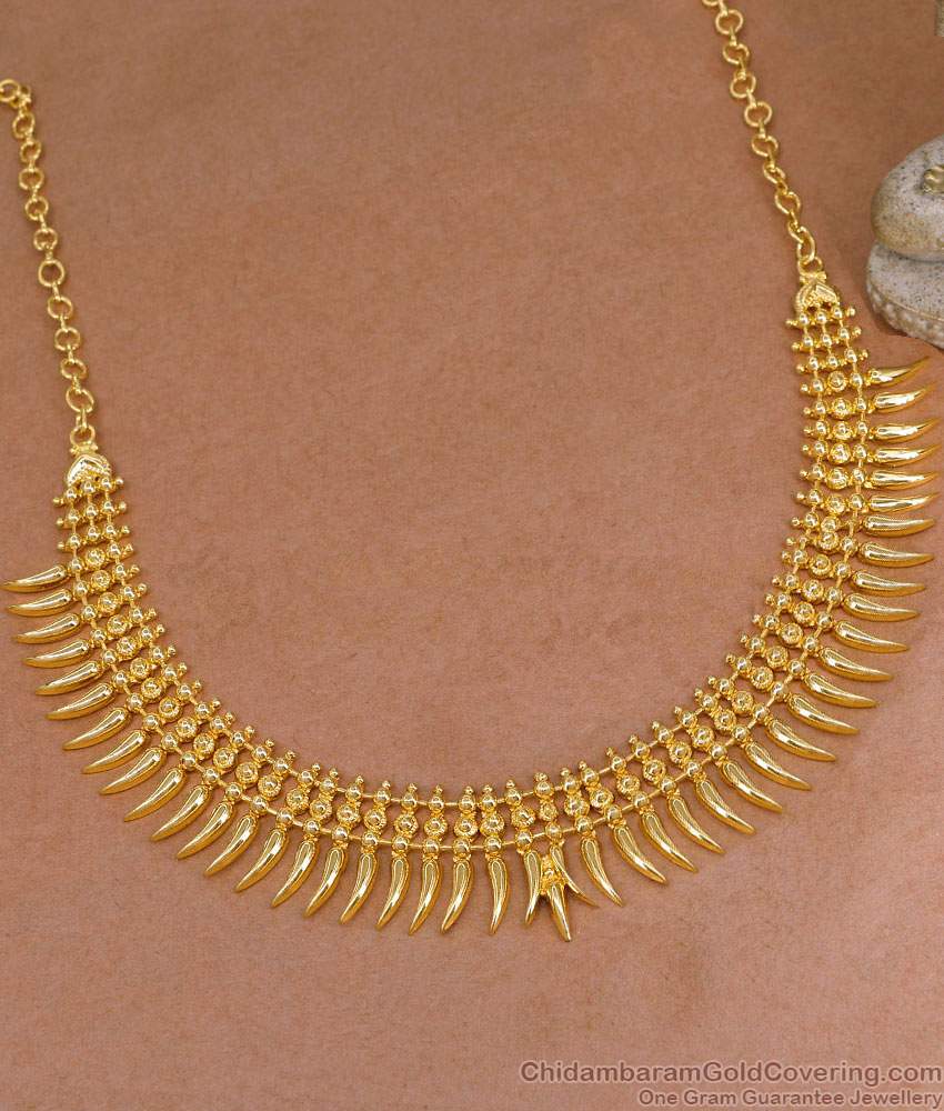 Latest Gold Imitation Necklace Plain Mullaipoo Design With Price Online NCKN4132 Latest Gold Imitation Necklace Plain Mullaipoo Design With Price Online NCKN4132