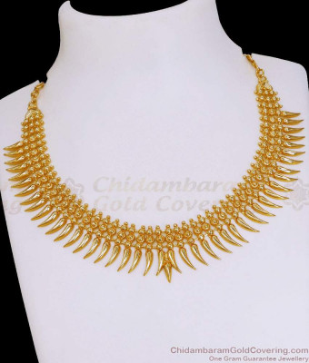 Latest Gold Imitation Necklace Plain Mullaipoo Design With Price Online NCKN4132