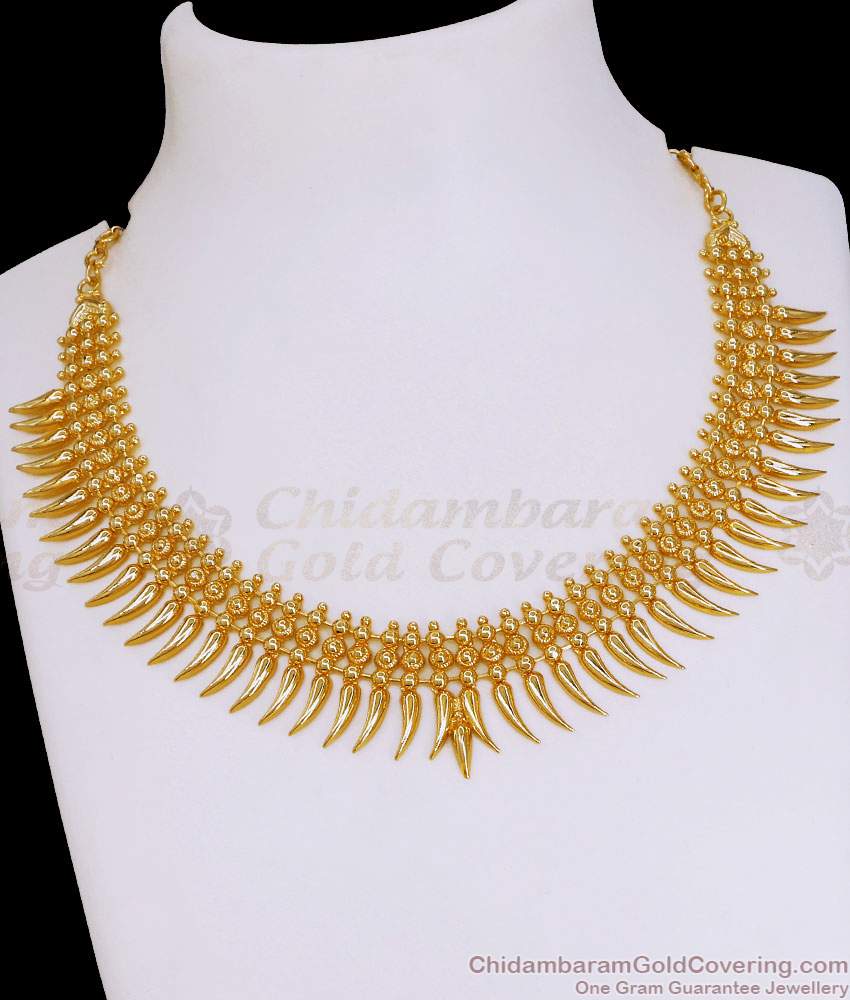 Latest Gold Imitation Necklace Plain Mullaipoo Design With Price Online NCKN4132 Latest Gold Imitation Necklace Plain Mullaipoo Design With Price Online NCKN4132