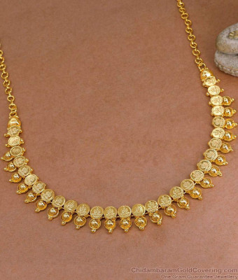 Beautiful Lakshmi Coin One Gram Gold Necklace Design For Women Wedding NCKN4135