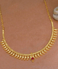 Light Weight One Gram Gold Ruby Stone Mango Necklace Design For Wedding NCKN4137 Light Weight One Gram Gold Ruby Stone Mango Necklace Design For Wedding NCKN4137