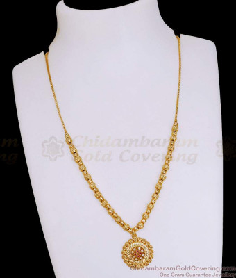 Light Weight Gold Plated Necklace Ruby Stone Design For Women NCKN4139