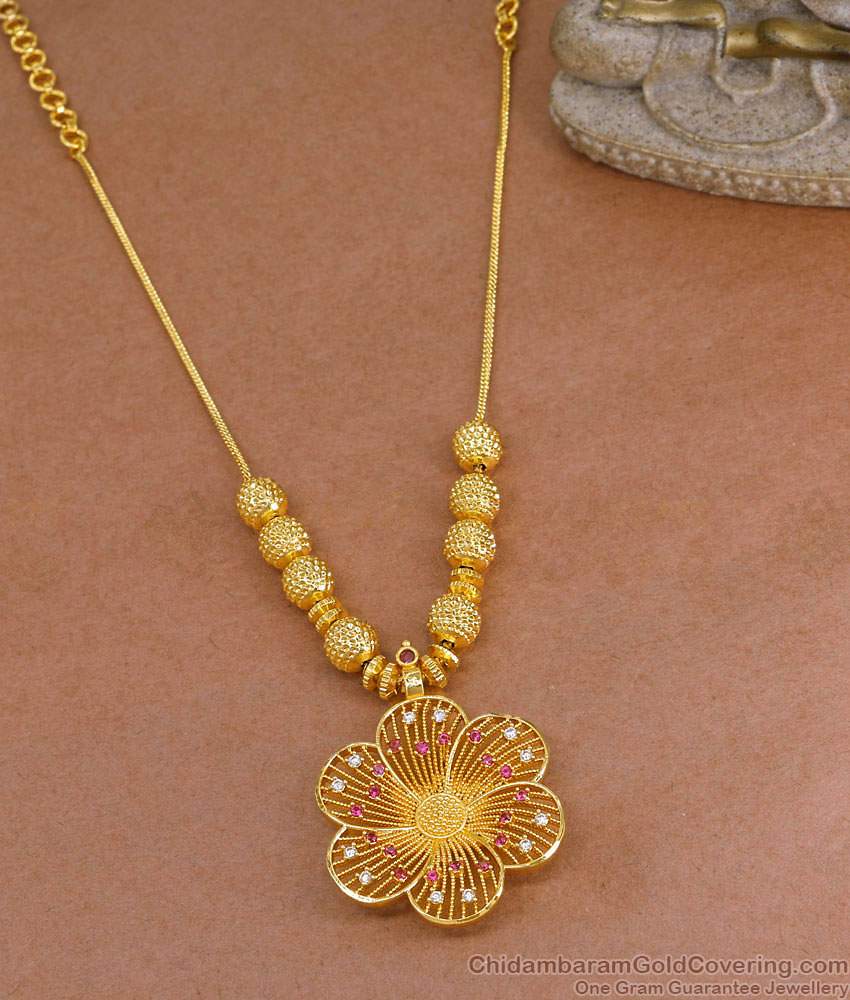 Beautiful Floral Design Ad Stone Gold Imitation Necklace Collection Online NCKN4140