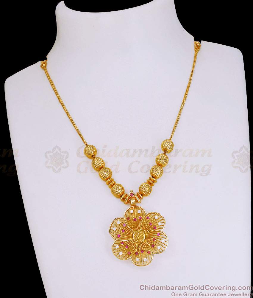 Beautiful Floral Design Ad Stone Gold Imitation Necklace Collection Online NCKN4140
