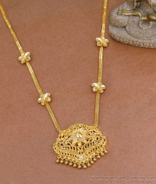 Pure Gold Tone Flower Charm Necklace Design For Women Bridal Wear NCKN4143