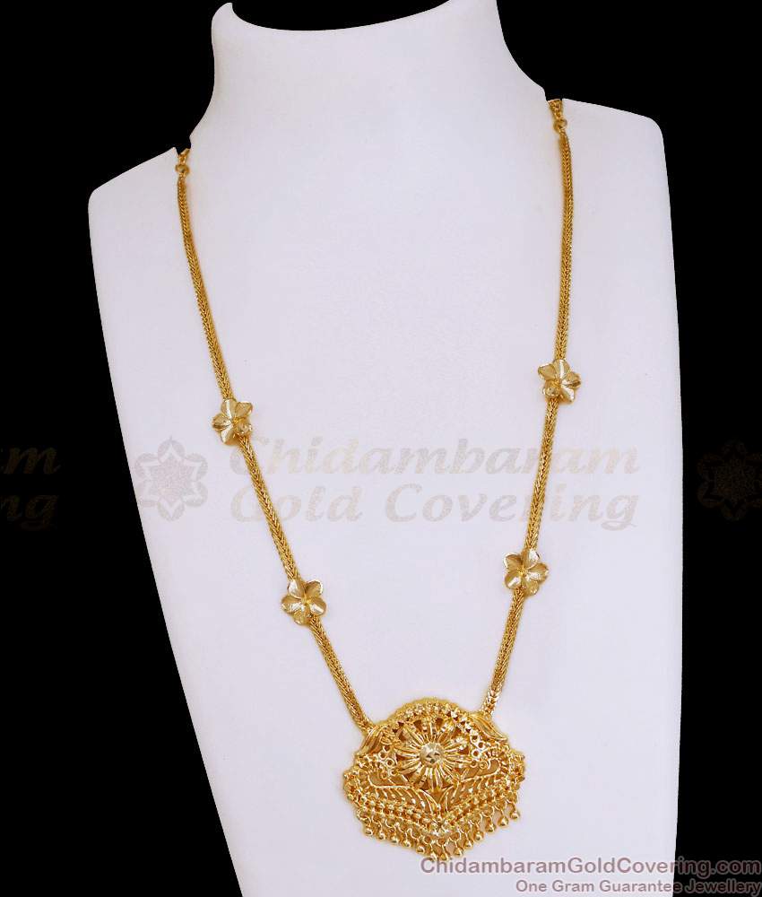 Pure Gold Tone Flower Charm Necklace Design For Women Bridal Wear NCKN4143 Pure Gold Tone Flower Charm Necklace Design For Women Bridal Wear NCKN4143