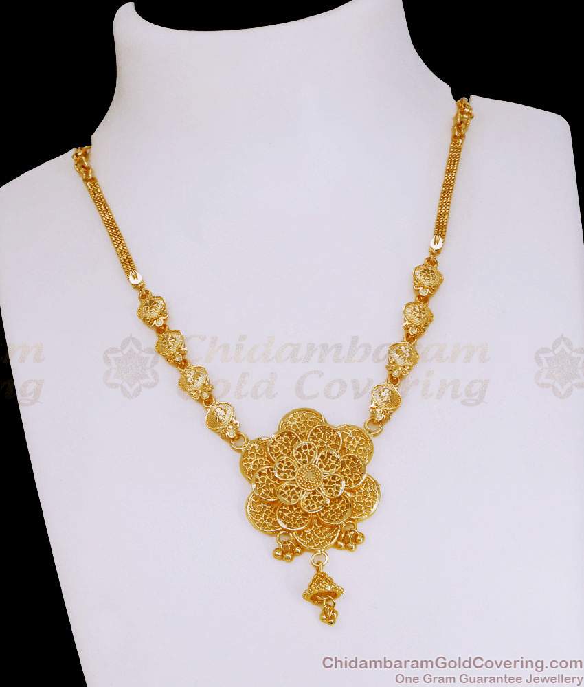 High Quality 1 Gram Gold Necklace Floral Design For Party Wear NCKN4144 High Quality 1 Gram Gold Necklace Floral Design For Party Wear NCKN4144