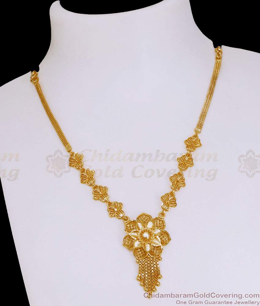 Light Weight Gold Covering Floral Necklace For Women Fashion NCKN4146