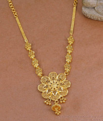 Latest Bridal Wear One Gram Gold Necklace Flower Design Online NCKN4147 Latest Bridal Wear One Gram Gold Necklace Flower Design Online NCKN4147