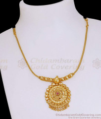 Traditional Gold Imitation Ruby Stone Necklace Kodi Chain Design NCKN4148 Traditional Gold Imitation Ruby Stone Necklace Kodi Chain Design NCKN4148
