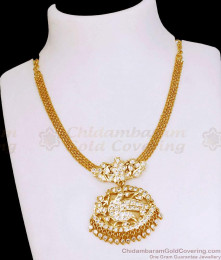 Full White Stone Swan Design Impon Panchaloha Necklace Gold Finish NCKN4150 Full White Stone Swan Design Impon Panchaloha Necklace Gold Finish NCKN4150